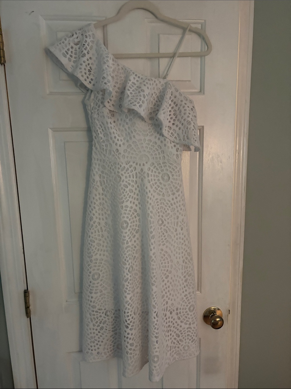 Lilly Pulitzer White One-Shoulder Eyelet Ruffle Dress